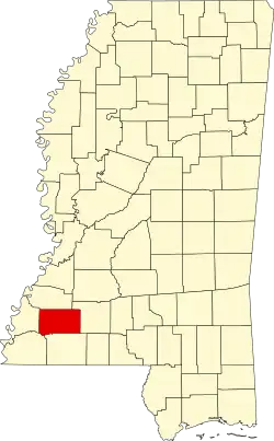 Franklin County na mapě Mississippi