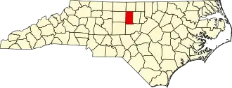Alamance County na mapě Severní Karolíny