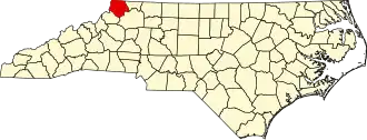 Ashe County na mapě Severní Karolíny