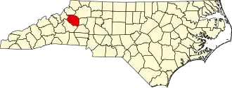 Caldwell County na mapě Severní Karolíny