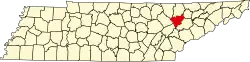 Anderson County na mapě Tennessee