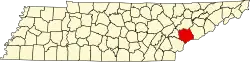 Knox County na mapě Tennessee