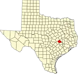 Burleson County na mapě Texasu