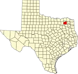 Hopkins County na mapě Texasu