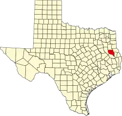 Nacogdoches County na mapě Texasu