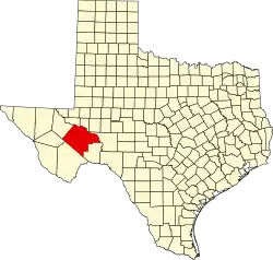 Pecos County na mapě Texasu