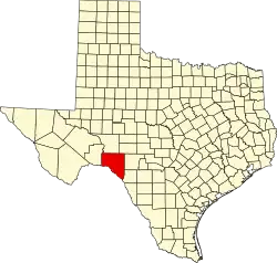Val Verde County na mapě Texasu