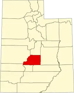 Sevier County na mapě státu Utah