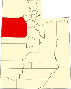 Tooele County na mapě státu Utah