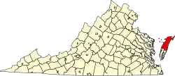 Accomack County na mapě Virginie