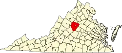 Albemarle County na mapě Virginie