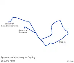 Schéma trolejbusové sítě v Dębici