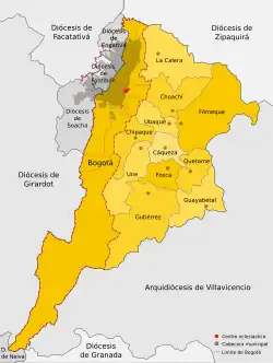 Arcidiecéze bogotská na mapě