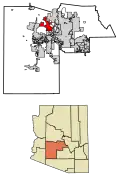 Poloha Surprise na mapě Maricopa County a na mapě Arizony