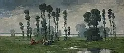 River landscape with cattle