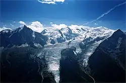 Montblanský masiv z vrcholu Brévent
