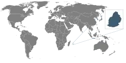 Poloha ostrova Mauricius v Indickém oceánu
