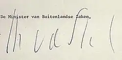 Max van der Stoel, podpis