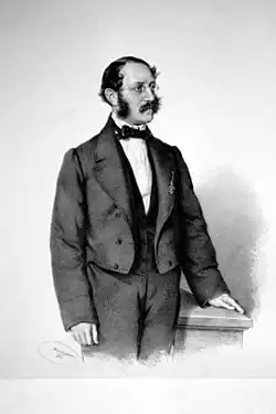 Max von Gomperz na litografii Josefa Kriehubera, rok 1860.