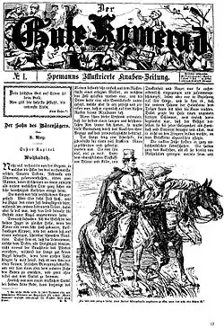 Časopis Der Gute Kamerad z roku 1887 s prvním pokračováním románu