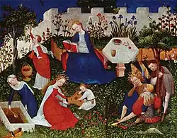 Hornorýnský mistr: Rajská zahrádka, 1410/1420