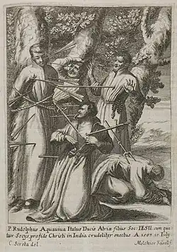 Smrt jezuity Rodolfa Aquaviva a druhů, ryl M. Küsel 1675