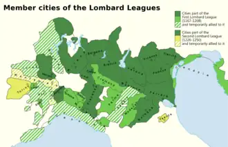 Členské státy druhé lombardské ligy