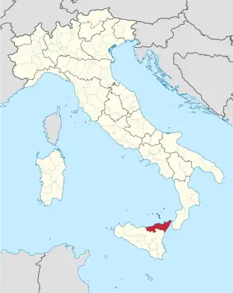 Metropolitní město Messina na mapě Itálie