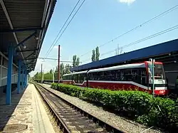 Tatra KT3UA v zastávce Miska likarňa