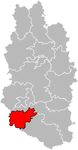Kanton na mapě departementu Meuse