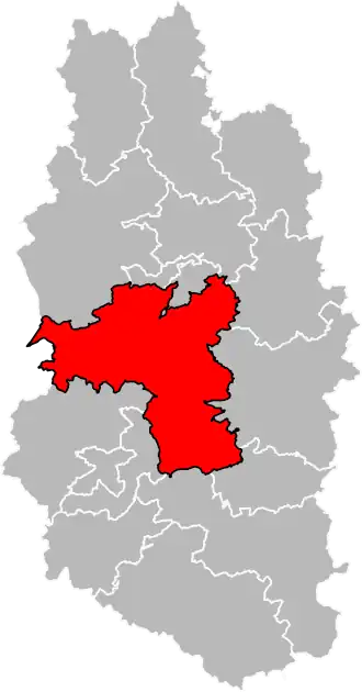 Kanton na mapě departementu Meuse