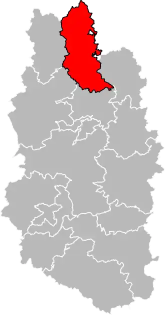 Kanton na mapě departementu Meuse
