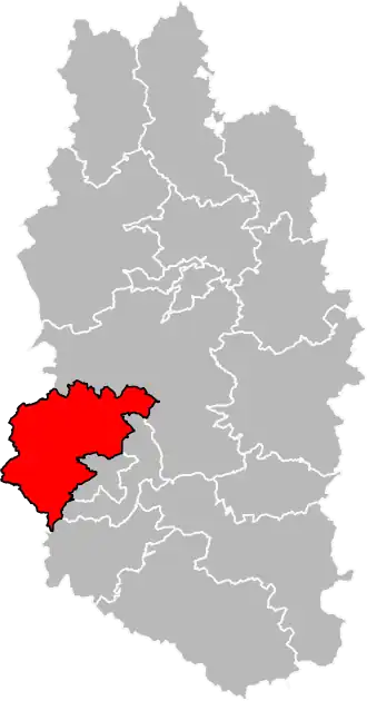 Kanton na mapě departementu Meuse