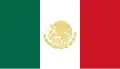 Alternativní varianta a De facto verze mexické vlajky se zlatým znakem Poměr stran: 4:7