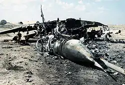 Vrak letounu MiG-29 zničeného během operace Pouštní bouře
