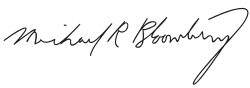Michael Bloomberg, podpis