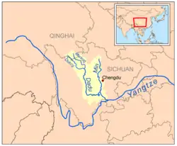 Ta-tu-che („Dadu“) na mapě Číny