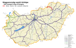 Trať na mapě maďarské železniční sítě.