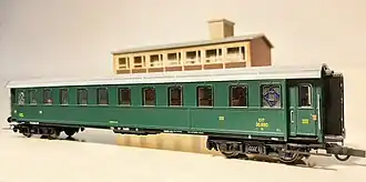 Model osobního vozu typu 1921 III. třídy italských drah (velikost H0)