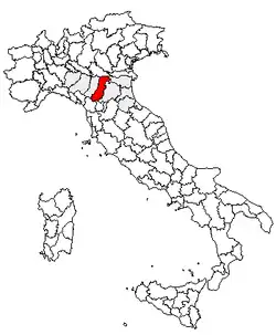 Provincie Modena na mapě Itálie