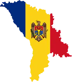 Mapa Moldavska s moldavskou vlajkou