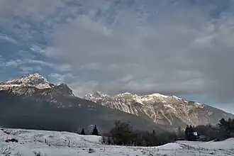 Severní část pohoří napravo od Piz Galin