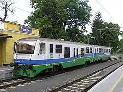 Motorová jednotka 814.501+914.501 Železnice Desná na nádraží v Šumperku