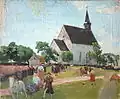 Obraz kostela z roku 1898 od malíře Paula Rauda