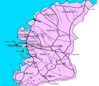 Mwanza na mapě