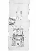 Návrh současné věže, architekt Imre Steindl, 1895