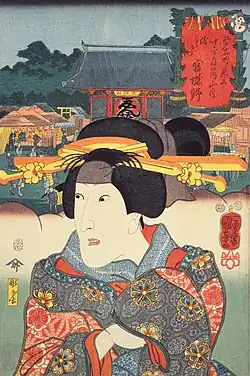 Kikugoró Onoe IV. (1808–1860) na deskotisku Kunijošiho, 1852