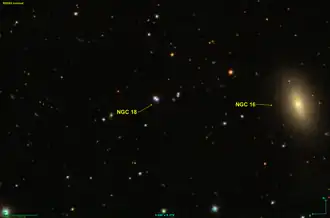 Dvojhvězda NGC 18 zachycená Sloanovým digitálním prohlídkovým dalekohledem (SDSS)