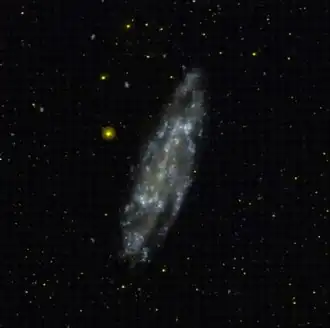 Galaxie NGC 4236 na ultrafialovém snímku z vesmírného dalekohledu GALEX. Autor: GALEX/NASA.