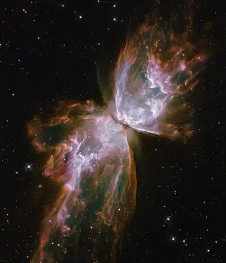 Planetární mlhovina NGC 6302 na snímku z Hubbleova vesmírného dalekohledu. Autor: HST/NASA/ESA.